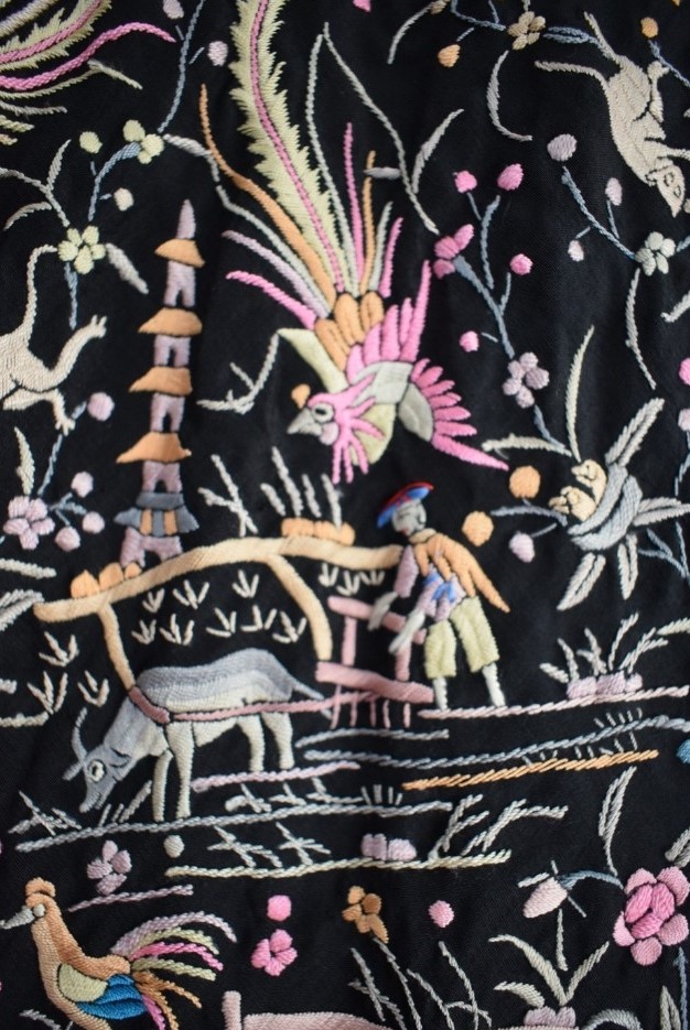 Mantón de Manila antiguo cantones con diseño chino - Imagen 3