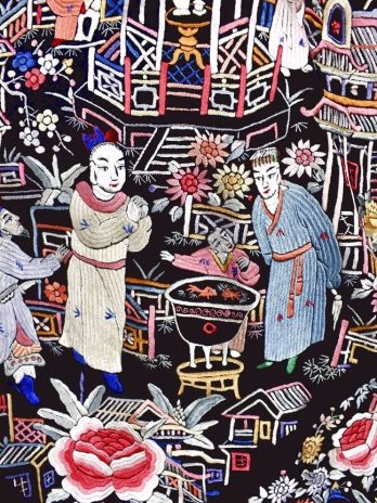 Antiguo mantón de manila cantones de gran tamaño y peso