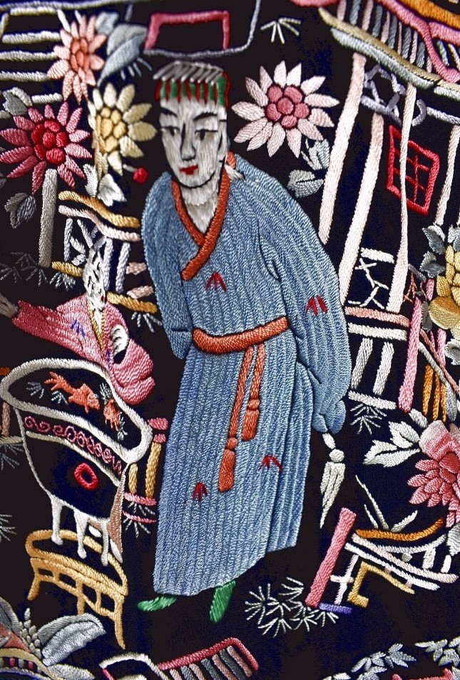 Antiguo mantón de manila cantones de gran tamaño y peso - Imagen 3