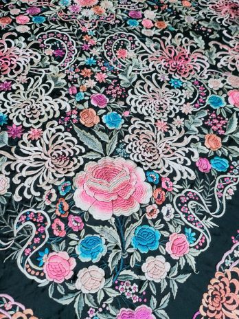 Maravilloso mantón de manila antiguo cantones