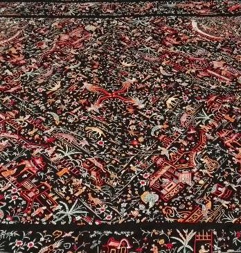 Antiguo mantón de Manila estilo cantones de gran peso