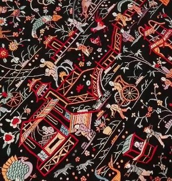 Antiguo mantón de Manila estilo cantones de gran peso