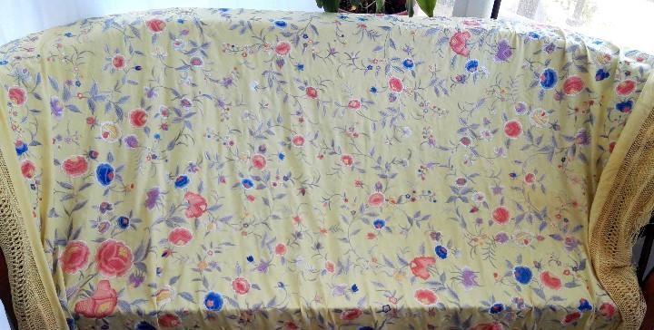 Espectacular mantón de Manila antiguo de palco - Imagen 2